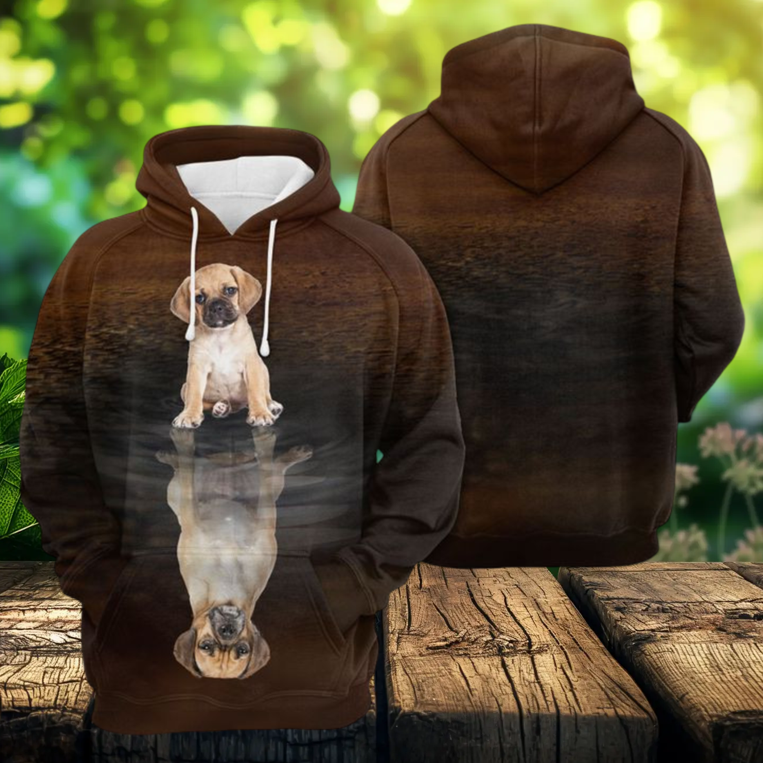 Cute Puggle Reflection Dog 3D All Over Print Hoodie & Zip Hoodie