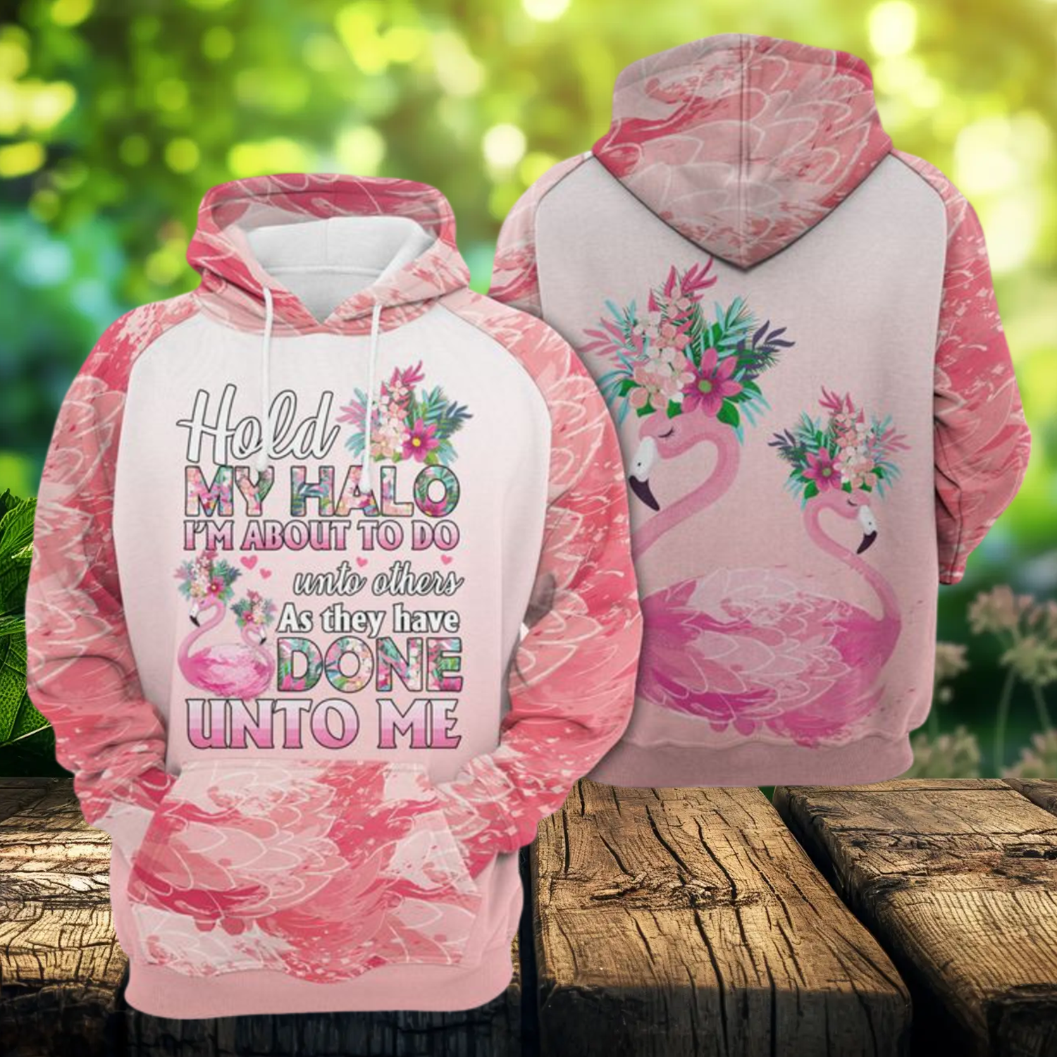 Flamingo Hold My Halo 3D All Over Print Hoodie & Zip Hoodie